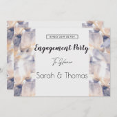 WEISSE UND BLAUE PATELE BLUMENELEGANTE VERLOBUNG EINLADUNG (Vorne/Hinten)