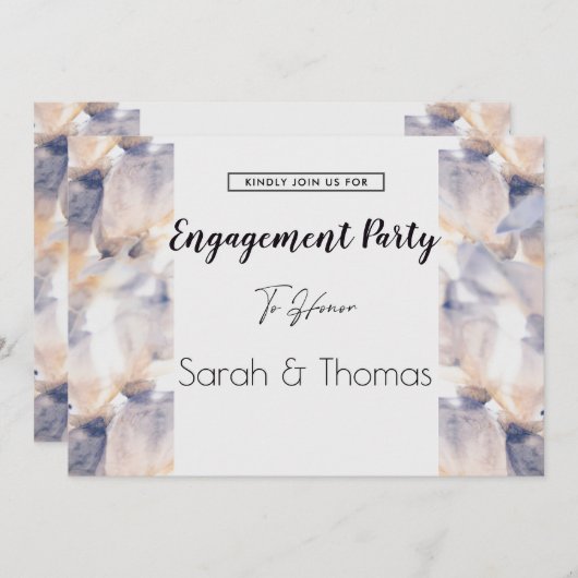 WEISSE UND BLAUE PATELE BLUMENELEGANTE VERLOBUNG EINLADUNG (Vorne/Hinten)