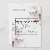 WEISSE UND BLAUE PATELE BLUMENELEGANTE VERLOBUNG EINLADUNG (Vorderseite)