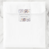 WEISSE UND BLAUE PATELES BLUMENELEGANTE FLÄCHE QUADRATISCHER AUFKLEBER (Tasche)