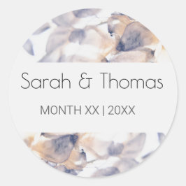 WEISSE UND BLAUE PATELES BLUMENELEGANTE FLÄCHE RUNDER AUFKLEBER