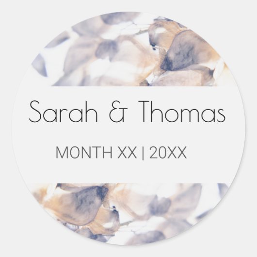 WEISSE UND BLAUE PATELES BLUMENELEGANTE FLÄCHE RUNDER AUFKLEBER (Vorderseite)