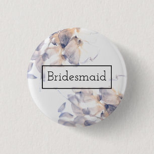 WEISSE UND BLAUE PATELES FLORAL ELEGANT BRIDESMAID BUTTON