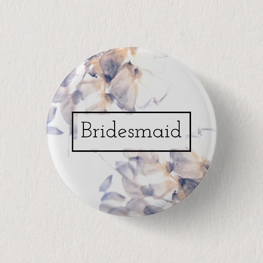 WEISSE UND BLAUE PATELES FLORAL ELEGANT BRIDESMAID BUTTON (Vorderseite)