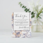 WEISSE UND BLAUE PATELES FLORAL ELEGANT DANKE EINLADUNG (Stehend Vorderseite)