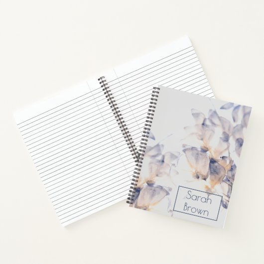 WEISSE UND BLAUE PATELES FLORAL ELEGANT ZURÜCK NOTIZBLOCK (Innenseite)