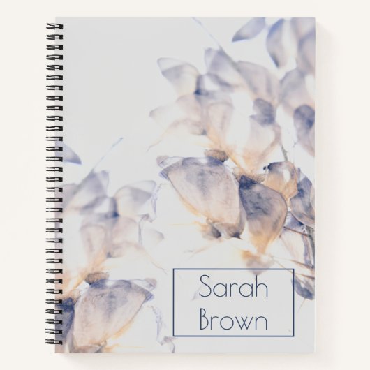 WEISSE UND BLAUE PATELES FLORAL ELEGANT ZURÜCK NOTIZBLOCK (Vorderseite)