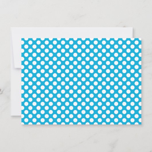 Weiße und blaue Polka Dot Einladung (Rückseite)