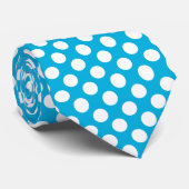 Weiße und blaue Polka Dot Krawatte (Gerollt)