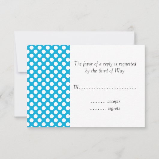 Weiße und blaue Polka Dot RSVP Karte (Vorderseite)