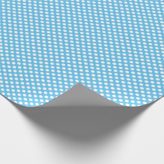 Weiße und blaue Polka-Punkte Geschenkpapier (Ecke)