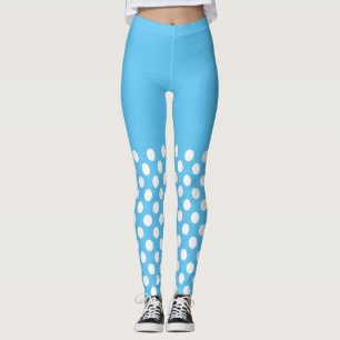 Weiße und blaue Polka-Punkte Leggings