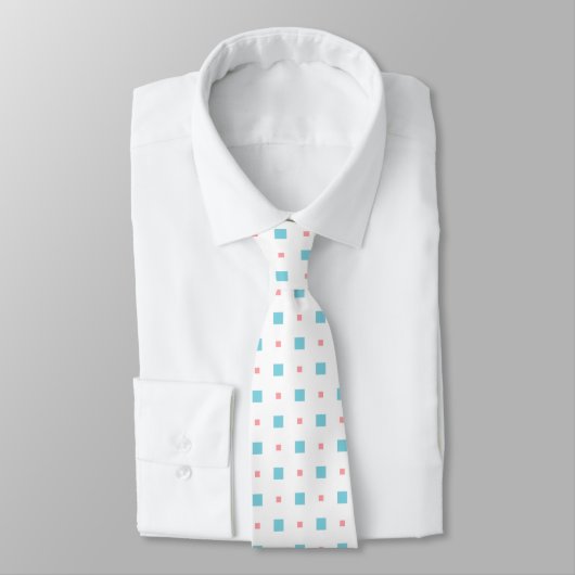 Weiße und blaue Quadrate Neck Tie Krawatte (Gebunden)