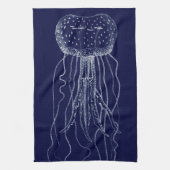 Weiße und blaue Quallen Geschirrtuch (Vertikal)