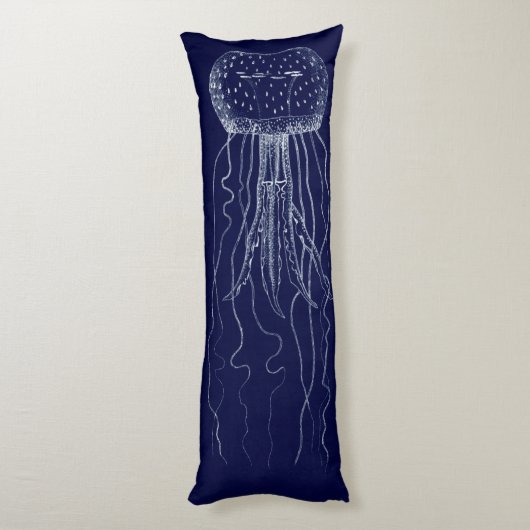 Weiße und blaue Quallen Seitenschläferkissen (Rückseite (Vertikal))