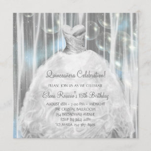 Weiße und blaue Quinceanera-Einladungskarten im Pa Einladung