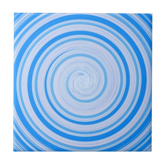 Weiße und blaue Spirale Fliese (Vorderseite)