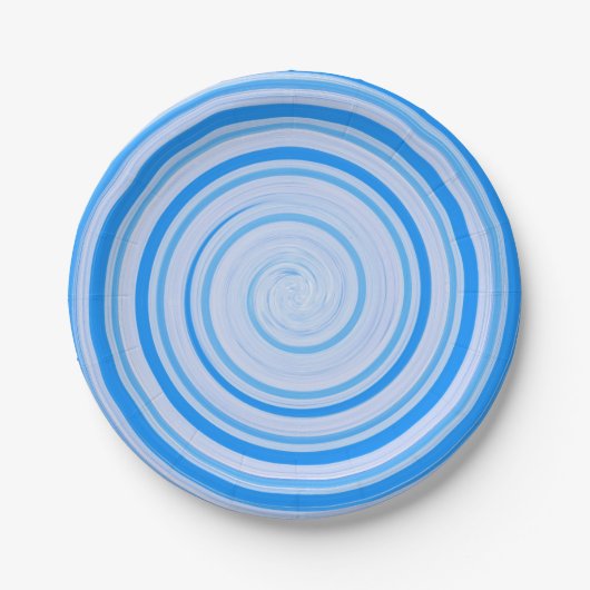 Weiße und blaue Spirale Pappteller (Vorderseite)