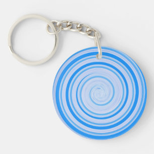 Weiße und blaue Spirale Schlüsselanhänger