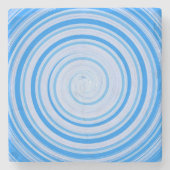 Weiße und blaue Spirale Steinuntersetzer (Vorderseite)