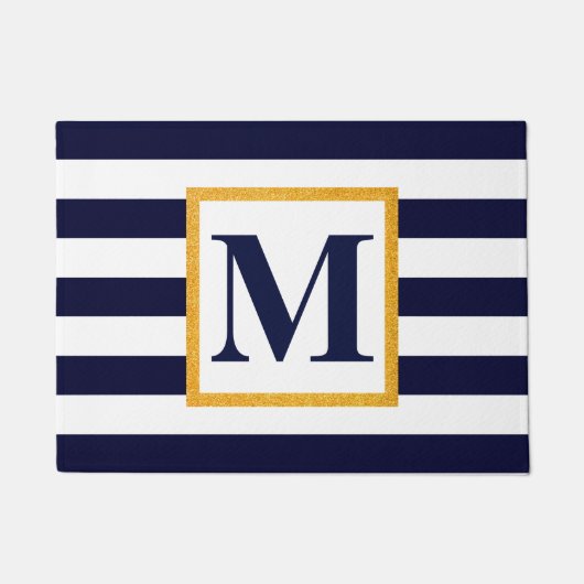 Weiße und blaue Streifen Fußmatte (Vorderseite)