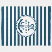 Weiße und blaue Streifen und Anker für Wasserfahrz Fleecedecke (Vorderseite (Horizontal))