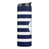 Weiße und blaue Streifen und Anker Thermosbecher (Nach links gedreht)