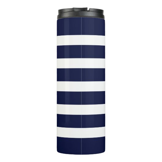 Weiße und blaue Streifen und Anker Thermosbecher (Rückseite)