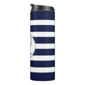 Weiße und blaue Streifen und Anker Thermosbecher (Nach rechts gedreht)
