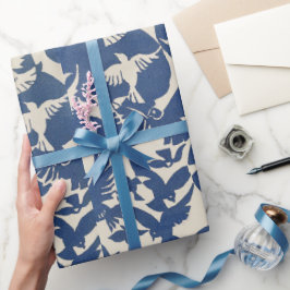Weiße und blaue Tauben Faltpapier Geschenkpapier