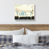 Weiße und blaue Vintage Badewanne Leinwanddruck (Insitu (Schlafzimmer))