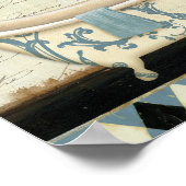 Weiße und blaue Vintage Badewanne Poster (Ecke)