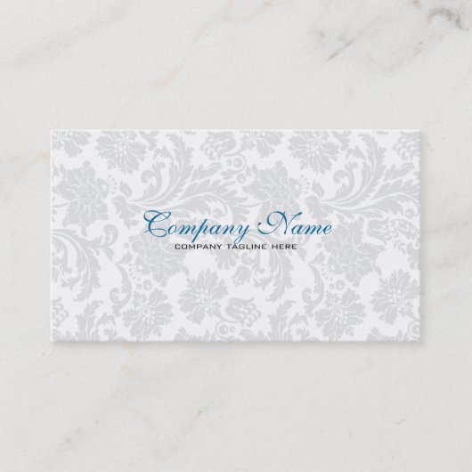 Weiße und blaue Vintage Blütendörfchen Visitenkarte (Vorderseite)