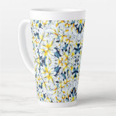 WEISSE UND BLAUE WASSERFARBEN LILILIES LATTE TASSE (Linke Ecke)
