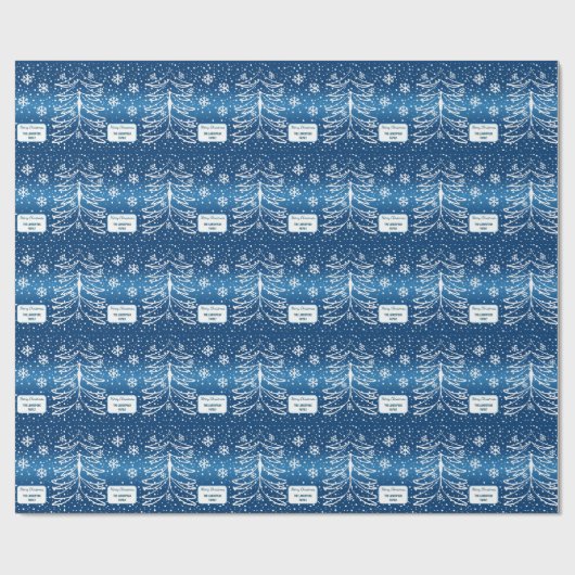 Weiße und blaue Weihnachtsbaume Mit Monogramm Geschenkpapier (Flach)