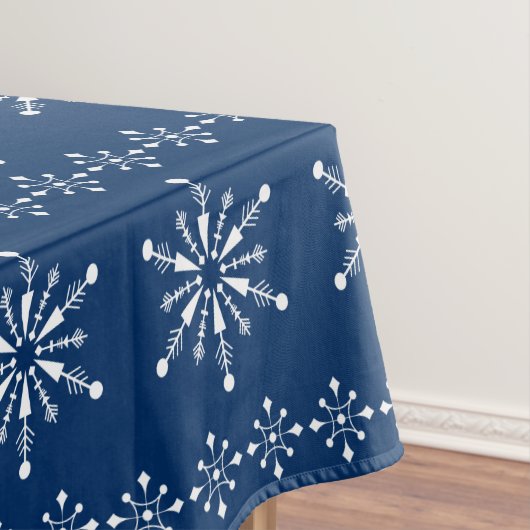 Weiße und blaue Weihnachtsschneeflocken Tischdecke (Beispiel)