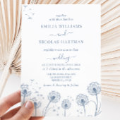Weiße und blaue Wildblume Boho Wedding Einladung