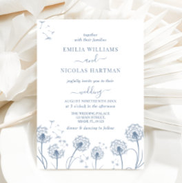 Weiße und blaue Wildblume Boho Wedding Einladung