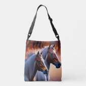 Weiße und braune Brumby-Pferde, Crossbody-Beutel Tragetaschen Mit Langen Trägern (Rückseite)