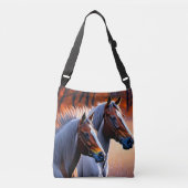 Weiße und braune Brumby-Pferde, Crossbody-Beutel Tragetaschen Mit Langen Trägern (Vorderseite)