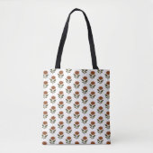 Weiße und braune florale Boho Tote Bag Tasche (Vorderseite)
