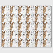 Weiße und braune Kaninchen Geschenkpapier (Flach)