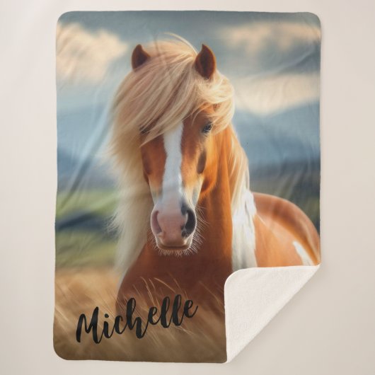 Weiße und braune Pferde Sherpadecke (Vorderseite)