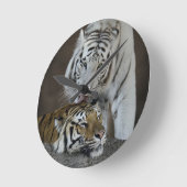 Weiße und braune Tiger Runde Wanduhr (Winkel)
