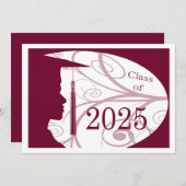 Weiße und Burgund Mann Silhouette 2025 Karte (Vorne/Hinten)