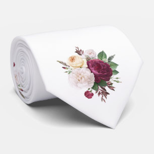 Weiße und Burgunderrosen Hochzeit Krawatte