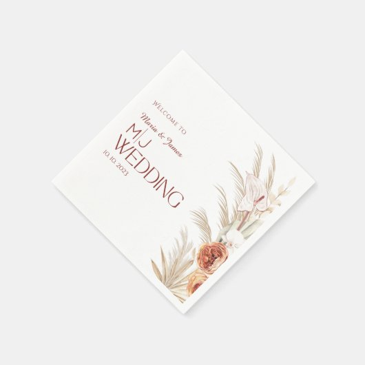 Weiße und cremige Rustikale Boho Hochzeit Serviette (Ecke)