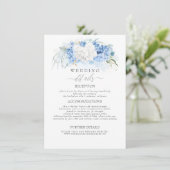 Weiße und dunkelblaue Blumen Hochzeitsinformatione Begleitkarte (Stehend Vorderseite)