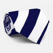 Weiße und dunkelblaue Diagonal-Gestreifte Krawatte (Gerollt)