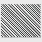 Weiße und dunkelgraue Candy Cane Diagonal Streifen Geschenkpapier (Flach)